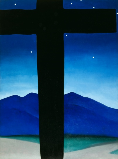 Georgia O'Keeffe, Black Cross with Stars and Blue, 1929. Oil paint on canvas, 1016 x 762 mm. Private collection © 2016 Georgia O'Keeffe Museum/ DACS, London