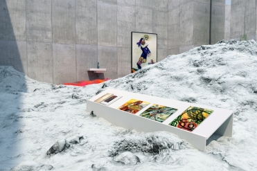 Ein Teil der virtuellen Ausstellung von Katharina Grosse mit Arbeiten von Georgiana Houghton, Maria Lassnig und Pamela Rosenkranz Copyright: RB/SR/WDR / © Willem Rabe/phlox-films