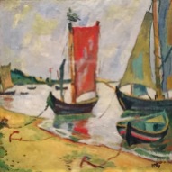 Max Pechstein - Am kurischen Haff, Küstenszene mit Fischerbooten, 1909, Öl auf Leinwand, Leicester Arts and Museums Service ©starkandart.com